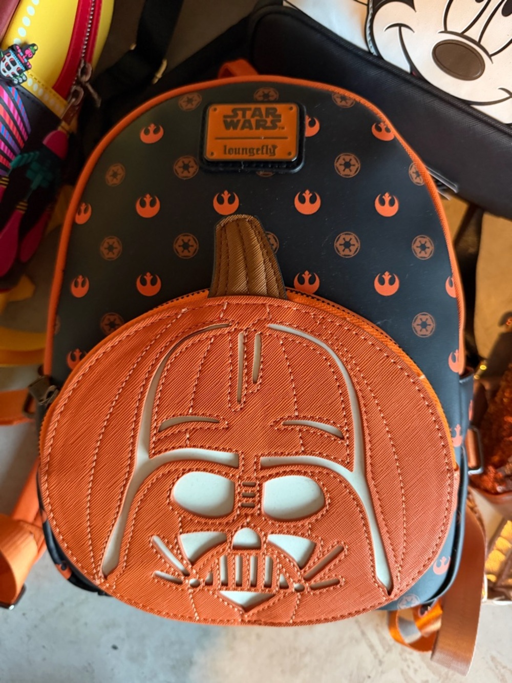Loungefly Star Wars Pumpkin Vader Kids Backpack in Orange and Black